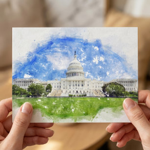 Postal Dibujo al pastel del Capitolio de los Estados Unid