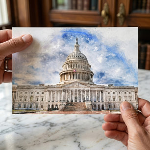Postal Dibujo al pastel del Capitolio de los Estados Unid