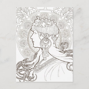 Postal Dibujo alineado en blanco y negro de ALphonse Much