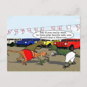 Postal Dibujo animado de dinosaurio que no es pro-medio a