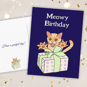 Postal Dibujo animado de gato divertido de cumpleaños per