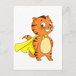 Postal Dibujo animado de gato superhéroe