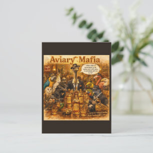 Postal Dibujo animado de la mafia aviar: humor de la fami