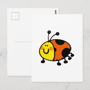 Postal Dibujo Animado de Mariquita Adorable