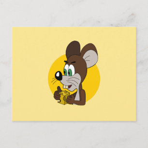 Postal Dibujo animado de ratón lindo