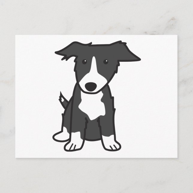 Postal Dibujo animado del perro del border collie (Anverso)