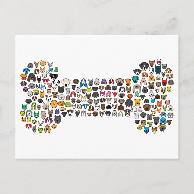 Postal Dibujo animado del perro del HUESO (Anverso)