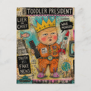 Postal Dibujo animado del presidente niño divertido