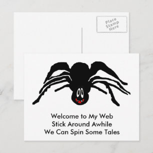 Postal Dibujo Animado Divertido Araña Negra Halloween Viu