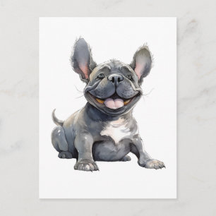 Postal Dibujo animado divertido de Bulldog Francés