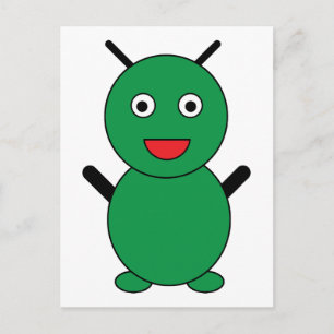 Postal Dibujo animado lindo alienígena marciano