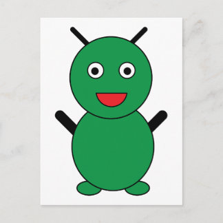 Postal Dibujo animado lindo alienígena marciano
