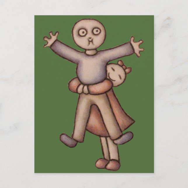 Postal Dibujo animado lindo de Emo del chica que abraza (Anverso)