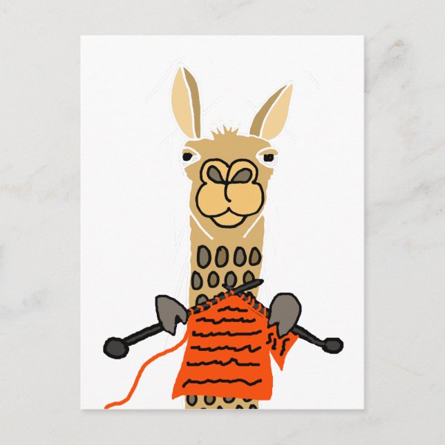 Postal Dibujo animado que hace punto de la llama linda (Anverso)