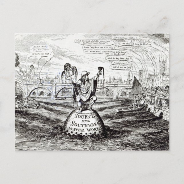 Postal Dibujo animado satírico sobre la compañía de agua (Anverso)