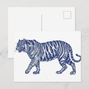 Postal Dibujo antiguo de un tigre