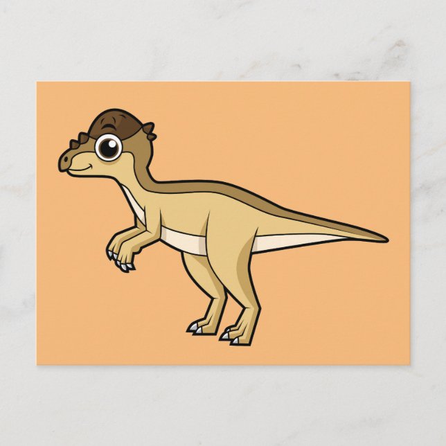 Postal Dibujo Bonito De Un Dinosaurio Pachycephalosaurus (Anverso)
