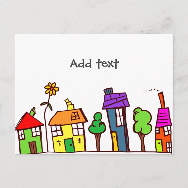 Postal Dibujo caprichoso, Small Town, EE.UU., plantilla (Anverso)