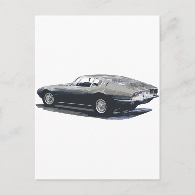 Postal Dibujo clásico de Maserati Ghibli (Anverso)