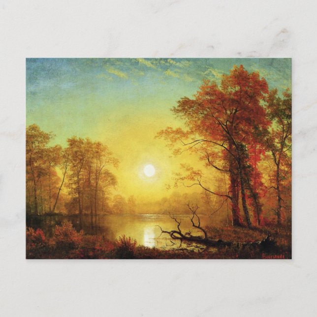Postal Dibujo de Albert Bierstadt, Sunrise (Anverso)