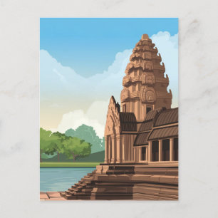 Postal Dibujo de Angkor Wat Cambodia