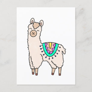 Postal dibujo de animales personalizados de llama feliz s