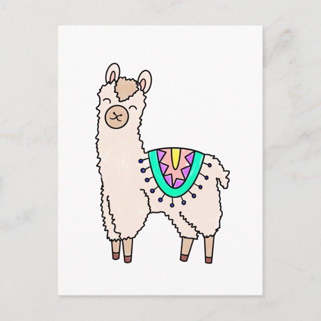 Postal dibujo de animales personalizados de llama feliz s (Anverso)