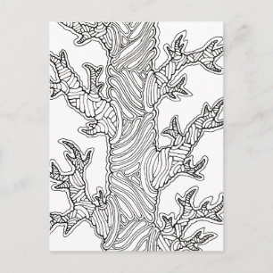 Postal Dibujo de árbol abstracto con formas blob 