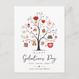 Postal Dibujo de árbol de corazón del Día de Galentine's 