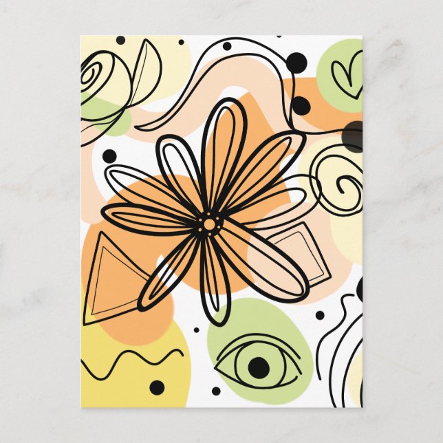 Postal Dibujo de arte abstracto colorido (Anverso)