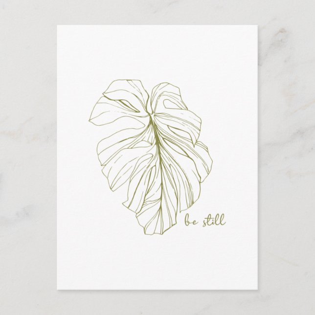 Postal Dibujo de arte de la línea Zen Monstera todavía mí (Anverso)