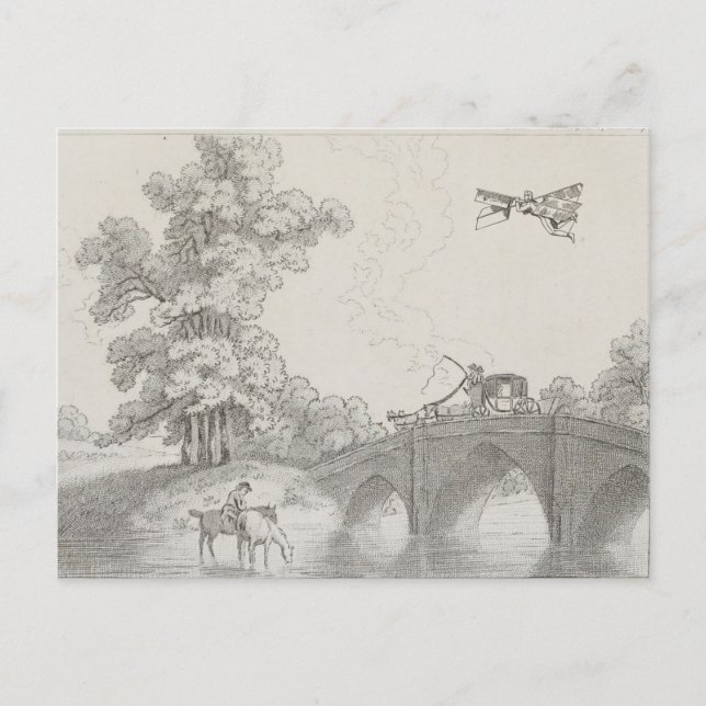 Postal Dibujo de arte de la máquina voladora de origen ma (Anverso)