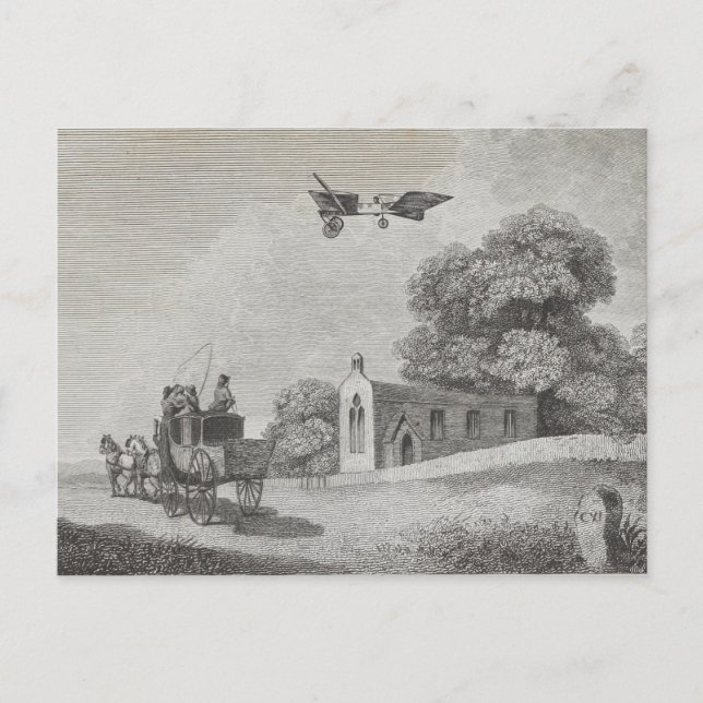 Postal Dibujo de arte de la máquina voladora de origen ma (Anverso)