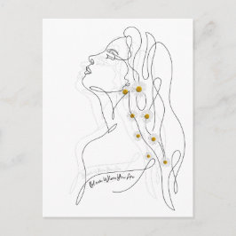 Postal Dibujo de arte de línea de mujer - Bloom donde est