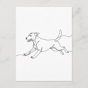 Postal Dibujo de arte de línea de perro moderno minimalis
