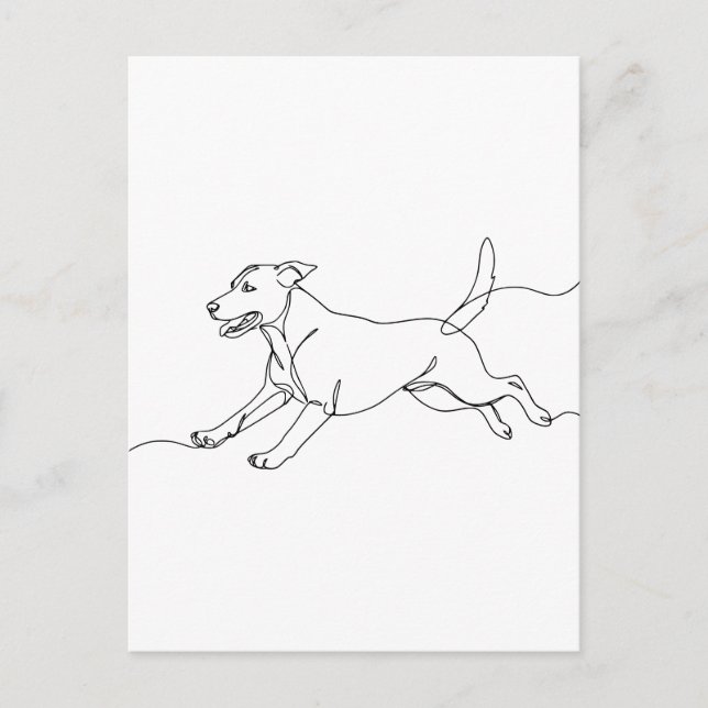 Postal Dibujo de arte de línea de perro moderno minimalis (Anverso)