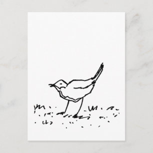 Postal Dibujo de Arte de Pluma de Pájaro de Dibujos Anima