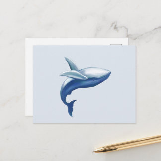 Postal Dibujo de ballena jorobada linda saltando fuera de
