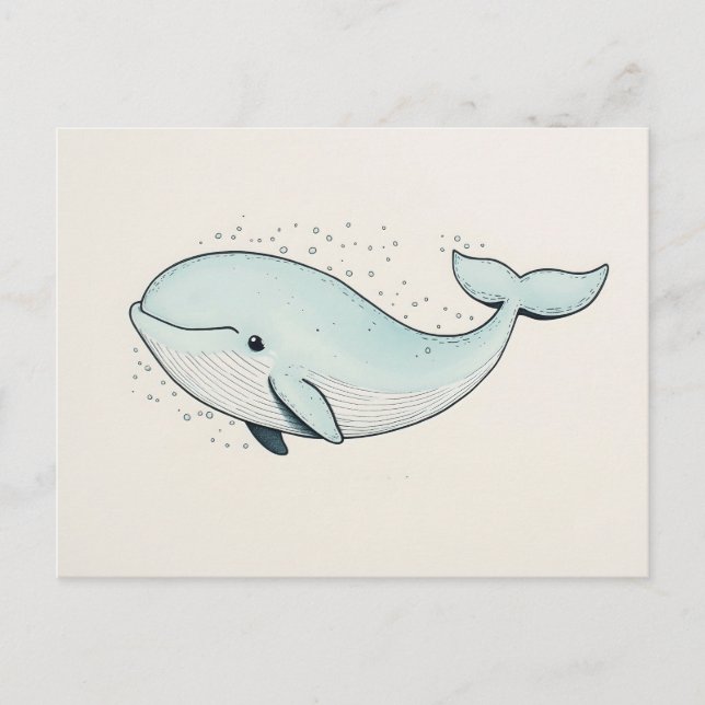Postal Dibujo de ballenas Personalizado (Anverso)