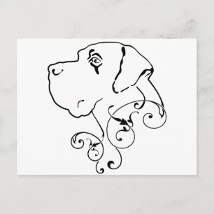 Postal Dibujo de cabeza de Gran Danés