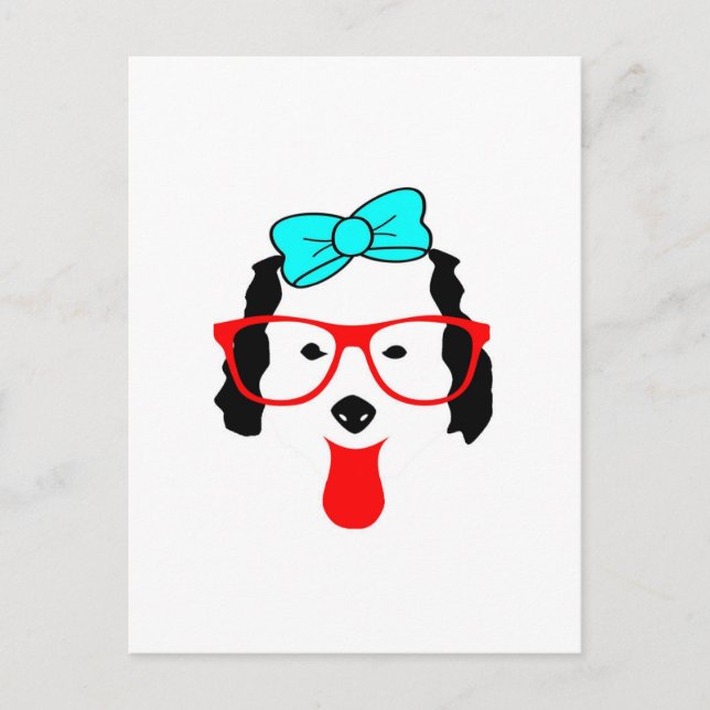 Postal Dibujo de cabeza de perro divertida (Anverso)