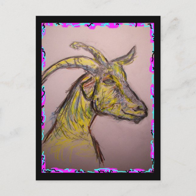 Postal dibujo de cabra (Anverso)