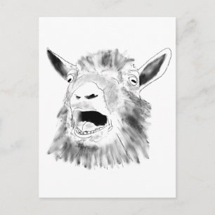 Postal Dibujo de cabra gritando divertido Arte de animal 
