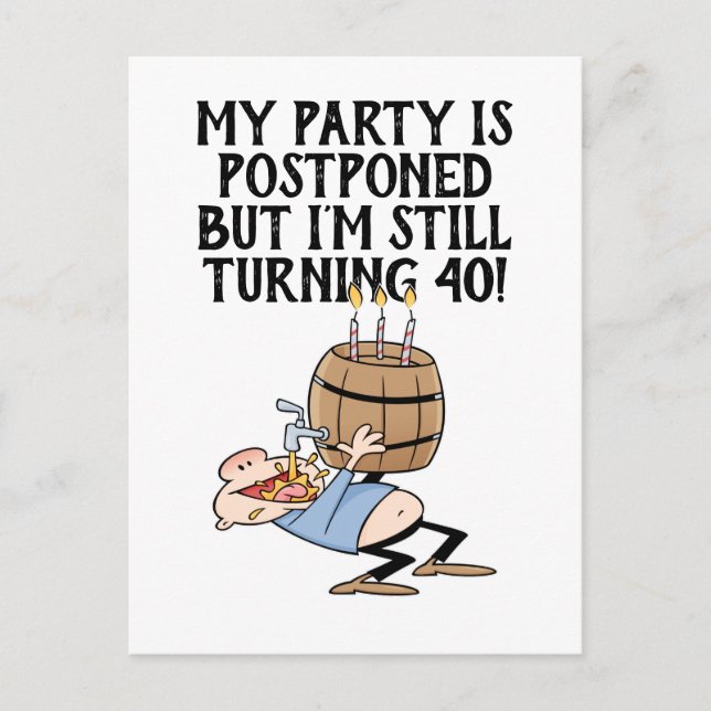 Postal Dibujo de cancelación de fiesta de cumpleaños posp (Anverso)