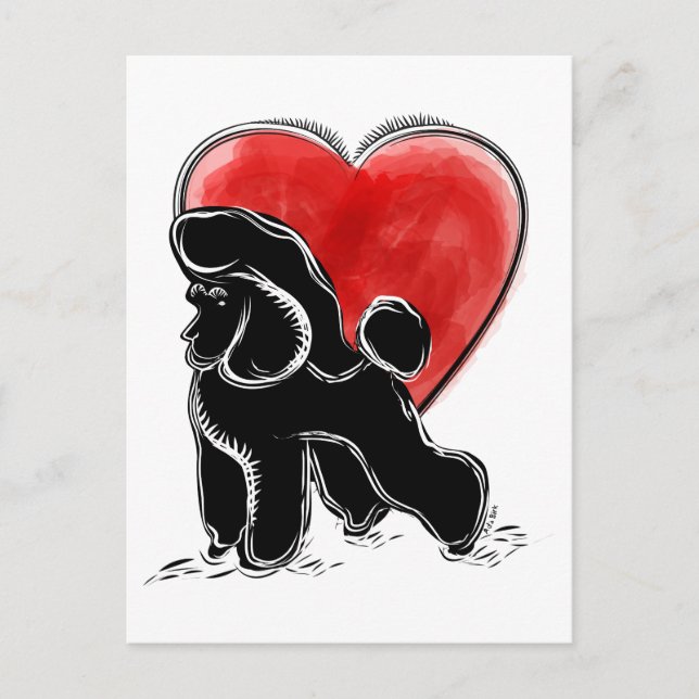 Postal Dibujo de Caniche (Anverso)