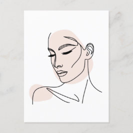 Postal Dibujo de cara de una mujer de línea nº2