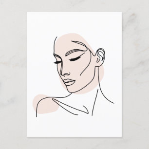 Postal Dibujo de cara de una mujer de línea nº2