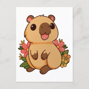 Postal Dibujo de carpincho de dibujos animados lindo