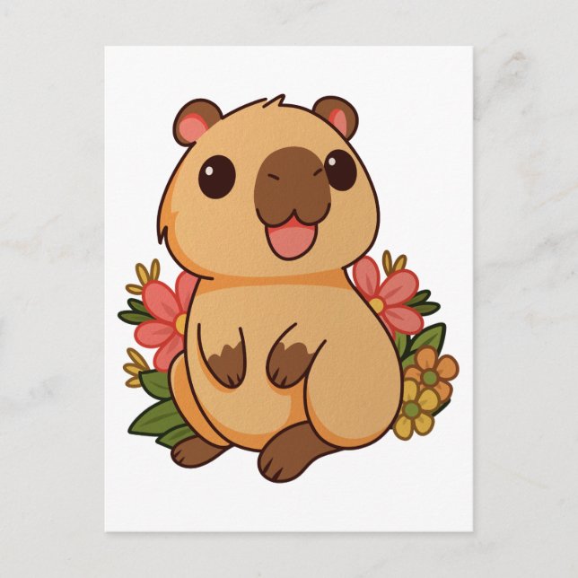 Postal Dibujo de carpincho de dibujos animados lindo (Anverso)
