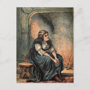 Postal Dibujo de Cenicienta Vintage